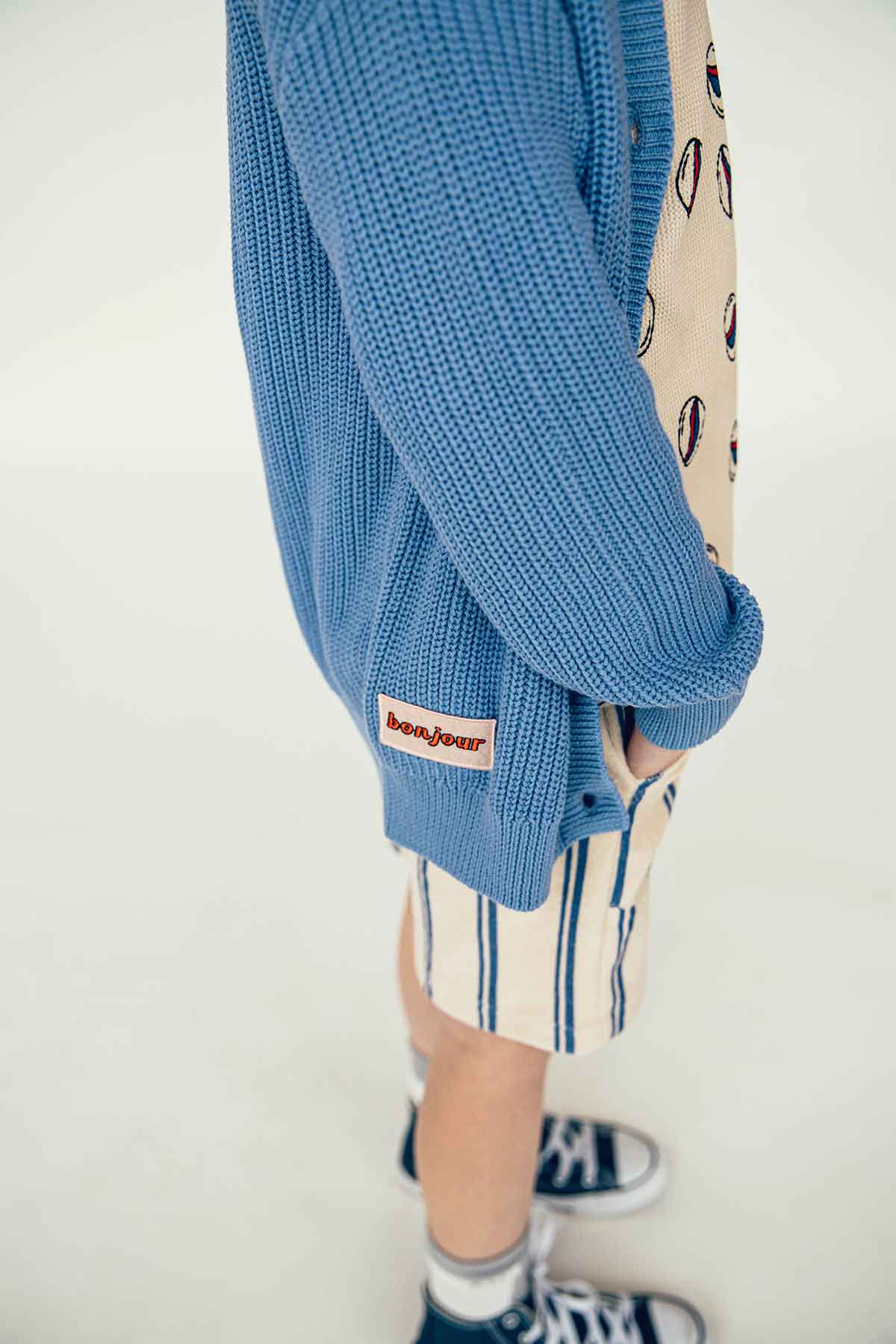 Stripes blue - Short Loosefit wt Embroidery