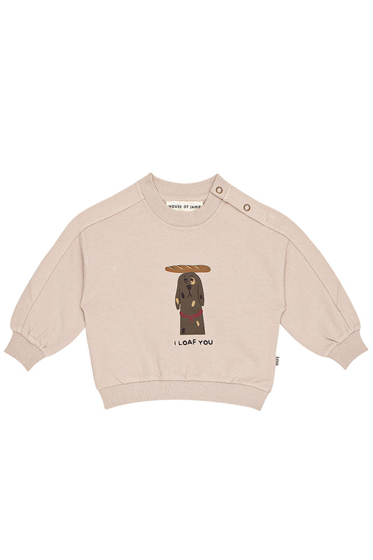 Baby Sweatshirt - French Grey + "I Loaf You"