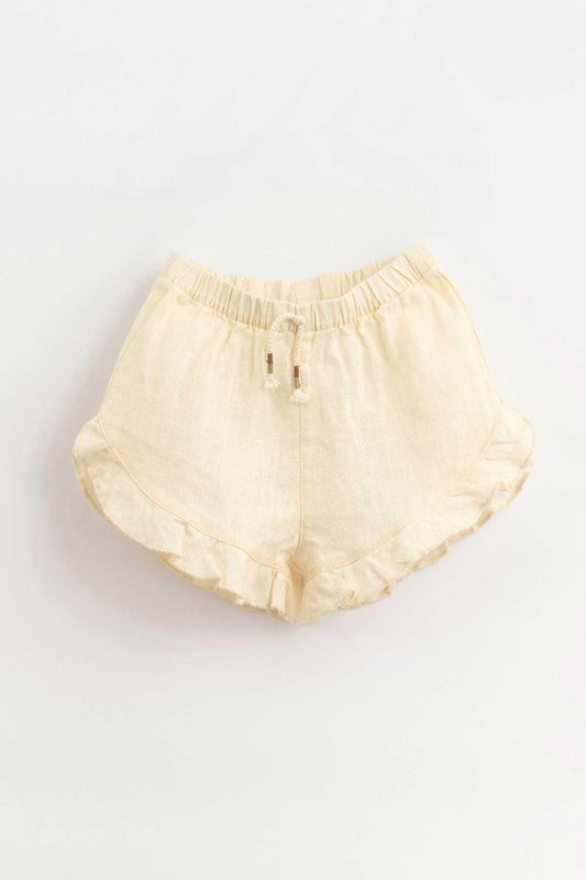 Linen-Shorts mit elastischem Bund  und dekorativem Kordelzug