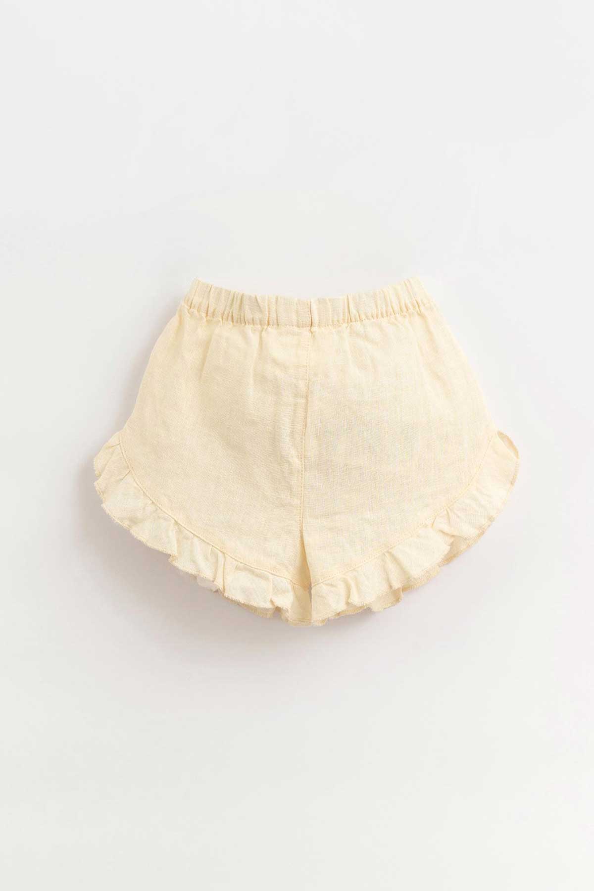 Linen-Shorts mit elastischem Bund  und dekorativem Kordelzug